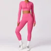 Lu Align Women Outfits 2st Tracksuit Seamless Set Workout Sportwear Gym Clothing Fitness Long Sleeve Top High midje Leggings Sports Suits Lemon LL JOGGER LU-08 2024