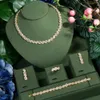 4PCS romantyczny błyszczący sześcienne cyrkonia nigeryjska luksus Symulowany Pearl Bridal Wedding Party Biżuteria do narzeczonych N-134 240202
