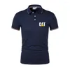 Polos masculinos camisa polo escavadeira de algodão trabalho elegante casual ao ar livre manga curta esportes de secagem rápida