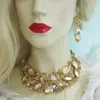 Statement Necklace Sets Rhinestone Crystal Earrings Set Women Wedding Party Prom Pageant Bridal Jewelry Derss Green Color Choker 240118