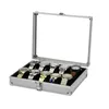 6 12 GRID CARD SLOT Titta på Safe Exhibition Box Smycken Watches Aluminium Alloy Storage Case Transparent Stand Displa 240119