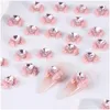 Décorations d'art d'ongle fournitures de manucure charmant coeur 3D faux rose arc charmes strass pour accessoires de téléphone livraison directe Hea Otbue