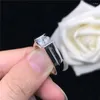 Anelli a grappolo Incredibile anello in Moissanite maschile in oro bianco puro 18 carati Test positivo per il matrimonio con certificato che dura per sempre