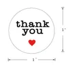 Adhesive Stickers Wholesale 3000Pcs 2.5Cm 500Pcs/Roll Round Transparent Thank You Stickers With Red Heart Seal Label Gift Wrap Station Dhmqh