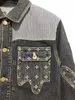 23SS Paris Itlay Men's Purple Jeans Casual Street Fashion Pocket Warm Men's and Women's Par Outer Coat Nigo Spliced ​​Old Flower Denim Jacket 962