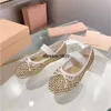 estilista Pedrería.Zapatos de ballet calados para mujer, fiesta, vacaciones, niñas, suela plana de cristal, zapatos Mary Jane brillantes para banquete y boda