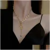 Girocolli Girocollo Gioielli Color oro Pelle Tessitura intorno al collo Ciondolo a cuore Catene clavicola Collane da donna Pu Stile coreano Goccia D Otss1