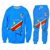 콩고 플래그 자이어 드 후드 티스 재킷 트랙 슈트 남자 3D 프린트 팬츠 대형 아프리카 풀오버 스웨트 셔츠 유니젠 세스 낙하십 240202