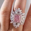 Pierścienie klastrowe luksus 925 srebrny srebrny 3ex cut 3ct vvs różowy kolor ślubowy zaręczyny Dostosowany pierścionek Rozmiar biżuterii 5-9
