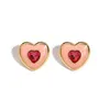 Stud Earrings Lifefontier Trendy Enamel Patchwork Rhinestone Heart For Women Vintage Love Earring Party Jewelry Gifts Drop Delivery Otqz2