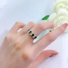 Cluster Rings Spring Qiaoer Vintage 925 Sterling Silver Oval Cut Created Moissanite Emerald Gemstone Wedding Band Fine Jewelry