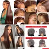 Synthetic Wigs 13X4 13X6X1 Hd Glueless Straight Lace Front Wigs Human Hair Transparent Frontal Wig Preplucked Brown Colored Drop Deli Dhkci