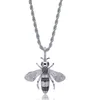 Hip Hop Necklaces Exquisite Fashion 18K Gold Plated Honey Bee Pendant Necklaces Luxury Zircon Men Necklaces Jewelry6853196