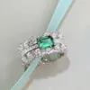 Bagues de cluster 2024 S925 Bague en argent sterling Femme Emerald Cut Européenne et américaine Full Diamond High Carbon