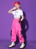 Abbigliamento da palco Costume da performance Hip Hop Kpop Outfit Summer Girls Abiti da ballo jazz Top a maniche corte Pantaloni rosa larghi Bambini