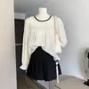 Damenblusen, ausgestellte Ärmel, lockere Oberteile, koreanische Mode, elegante, sexy Partybluse, gemütliche Hemden