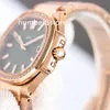 PP 5711 18K Rose Gold Ladies Watch Zielona tarcza Cal.324 SC Automatyczne mechaniczne 28800VPh Wzorne zegarki na rękę na rękę