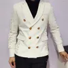 Mäns kostymer White Night Show Men Korean Fashion Stylist Blazer Slim Fit Thin Belt Trendy Jacka Lapel Högkvalitativ spetsmale