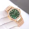 PP 5711 18K Rose Gold Ladies Watch Zielona tarcza Cal.324 SC Automatyczne mechaniczne 28800VPh Wzorne zegarki na rękę na rękę