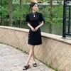 Abiti da festa Colletto alla coreana Abito jacquard pieghettato francese Moda ragazza moderna Nero Gotico Harajuku Donna Casual Qipao Abiti