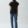 Chemisier femme printemps/été chemises coton T-shirt asymétrique col en v avec plis couleur unie pull haut chemisier dames hauts