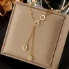 Gult guld romersk halsband för kvinnor lyxdesigner mode zirkon lång hänge halsband flickor smycken gåva