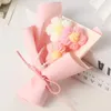 Dekorativa blommor handgjorda virkningar bukett stickat puff artificial år examen gåva bröllop fest hem dekor