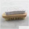 Bath Brushes, Sponges & Scrubbers Natural Bristle Brush Foot Exfoliating Dead Skin Pumice Stone Feet Wooden Cleaning Brushs Spa Masr D Dhlpr