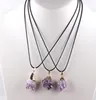 Oregelbundna naturliga Amethysts halsband unikt helande svart rep lila kvartskaker semiprecious chakra reiki råa smycken249b4531352