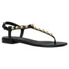 Sandaler Summer Rivet Flip-Flops Designskor för kvinnor Comfort Comfort Flat Metal Decoration Romen Sandalias Multi-Color Zapatos