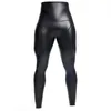 Mens Black High midja läderbyxor Body Shaper Midjetränare Shapers Control Trosies Compression Underwear Fitness Shaper Pants 240129