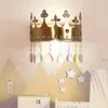 Lâmpadas de parede lâmpada princesa quarto cabeceira cristal led proteção ocular luz suave pequena noite decoração luxo quarto