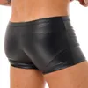 Briefs trosor herrar faux läder våtlook bugle påse pressknappar booty boxer shorts knickers latex underbyxor hombre underkläder sexig klubbkläder yq240215