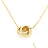 Anhänger Halsketten Designer Designer Schmuck Gold Silber Doppelring Weihnachtsgeschenk Cjeweler Herren Frau Diamant Love Have Halskette Dro Dhoov
