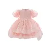 Mädchenkleider CitgeeSummer Säuglingsbaby-Blumenkleid, bestickt, Puffärmel, Tüll-Tutu, formeller Hochzeitsanzug