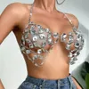 Shiny Crystal Bralette Chest Bh Chain Bikini Body Accessories Festival Sexig ihålig ut Rhinestone Top underkläder smycken kvinnor 240127