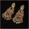 Bungelen kroonluchter oorbellen Vintage Womens Moon Drop Arabische luxe bruids gouden kleur levering sieraden Ot38W