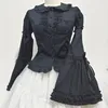 Japanse Gothic Lolita Stijl Shirts Vrouwen Vintage Elegante Afneembare Lange Mouwen Blouses Victoriaanse Peter Pan Kraag Slanke Tops 240202