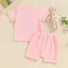 衣料品セット幼児の女の子の男の子の夏の服イースター衣装半袖の手紙刺繍Tシャツとセット