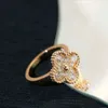 Designer Ring Van Clover Ring Cleef Four Leaf Clover Ring Designer Jewelry Van Cleff Rings Clover Ring For Women Plated With 18k Gold Full Diamond Lucky Grass Couple Ri