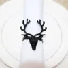 6Pcs Black Deer Head Napkin Rings Christmas Napkin Ring Holders Reindeer Napkin Buckle for Halloween Dinners Party Wedding Table 240127