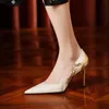 Dress Shoess Color Blocking Black French High Heels New Design Sense Niche Temperament Pointed Toe Thin Heel Single Shoes for Women