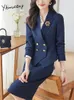 Yitimuceng Elegante Dames Rok Pakken voor Vrouwen Herfst Winter Mode Lange Mouw Effen Kantoor Formele Blazer 2 Delige Set 240202