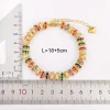 Fashion Yellow Gold Chain Bead Bracelet for Colorful Crystal Zircon Shape Charm Wedding Party Jewelry