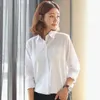 Women's Blouses Lady White Long Sleeved Shirt Professional Formal Work Clothes Interview Cotton Top Autumn Style Temperament Women