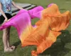 Scenkläder 1 par Silk Veils Dance Fans Handgjorda färgade bambu revben Belly Dancing Long Gradient Rose Orange kan anpassas