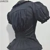 日本のゴシックロリータスタイルシャツ女性ビンテージエレガントな取り外し可能な長袖ブラウスビクトリア朝ピーターパンカラースリムトップ240202