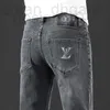 Jeans para hombres Diseñador de lujo Jeans para hombre Otoño Marca de moda Jean Hombres Pantalones ajustados Slim Fit Pantalones largos de ceniza bordados gruesos 0GM1 PC35
