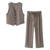 Women's Vests YENKYE 2024 Women Pinstripe Vest Sexy Sleeveless V Neck Front Button Office Waistcoat High Street Crop Top