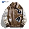 Homens letras bordados retalhos harajuku varsity jaqueta ar piloto sobretudo casacos de beisebol masculino hip hop 240124